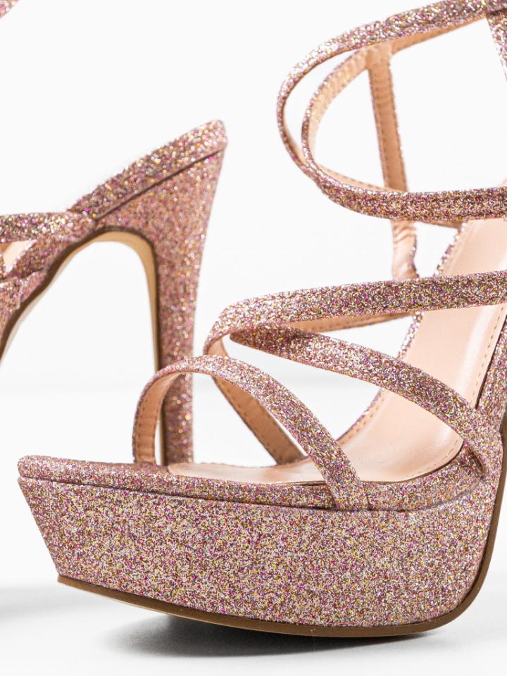 Sandale cu toc Kongo Roz