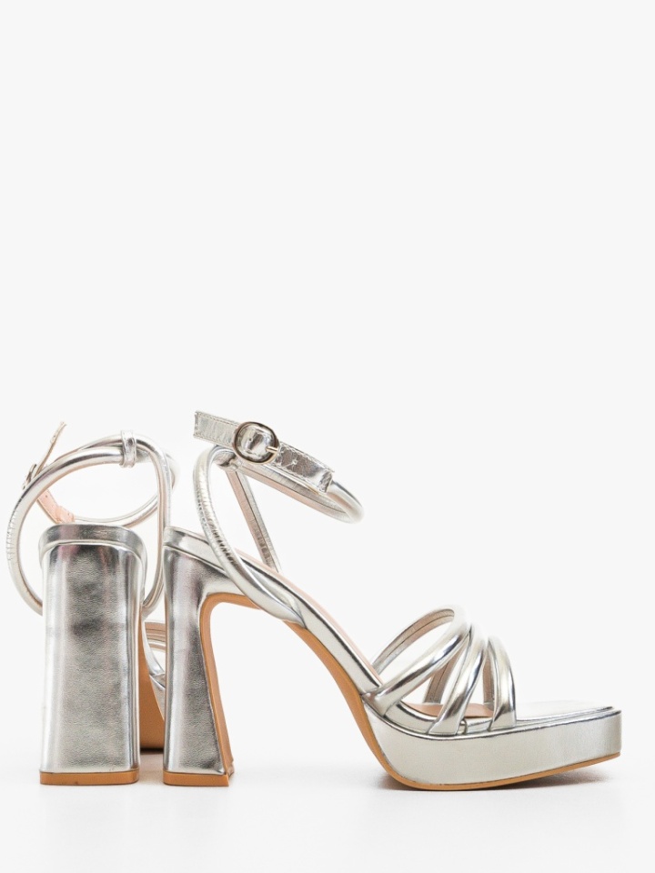 Sandale cu toc Grant Argintii
