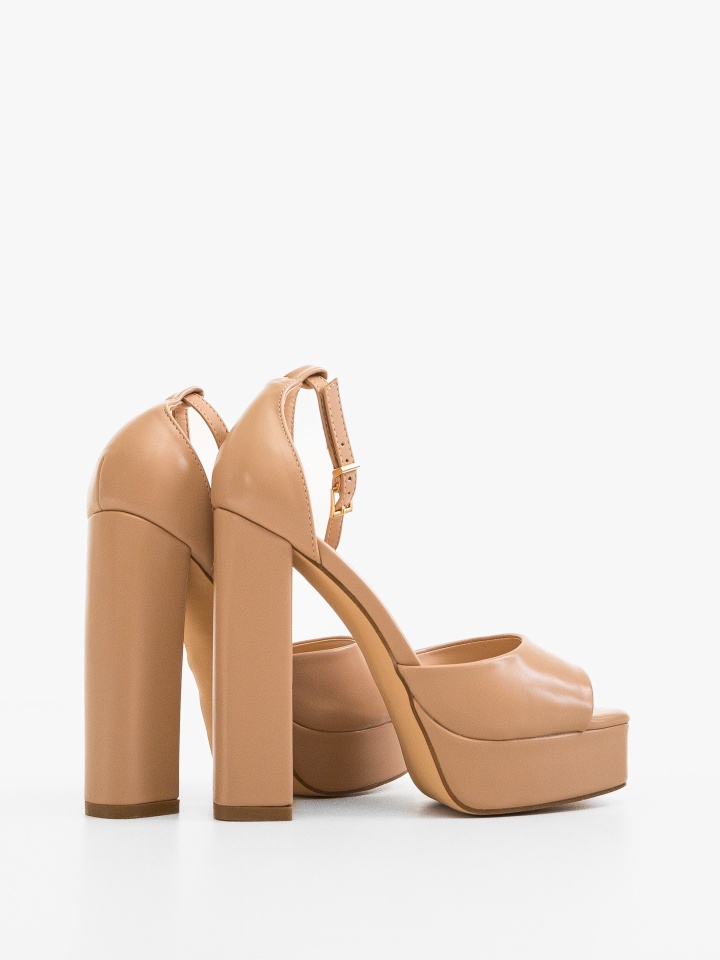 Sandale cu toc Flora Nude