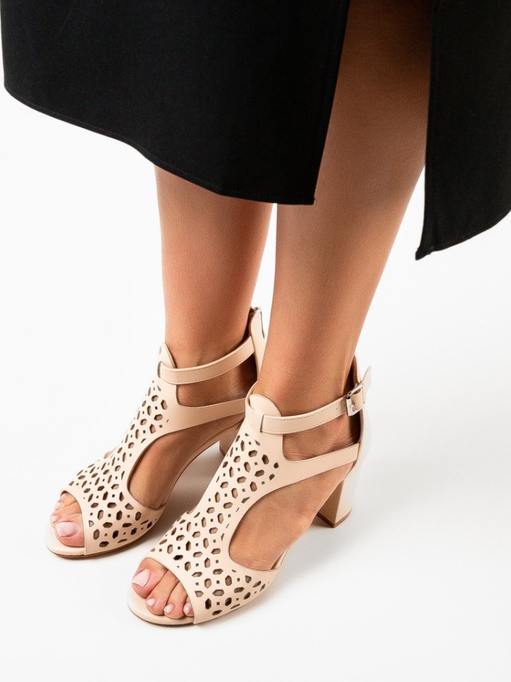 Sandale cu toc Minison Albe