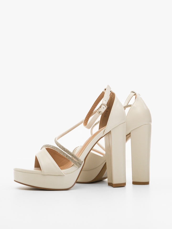 Sandale cu toc Poppy Albe