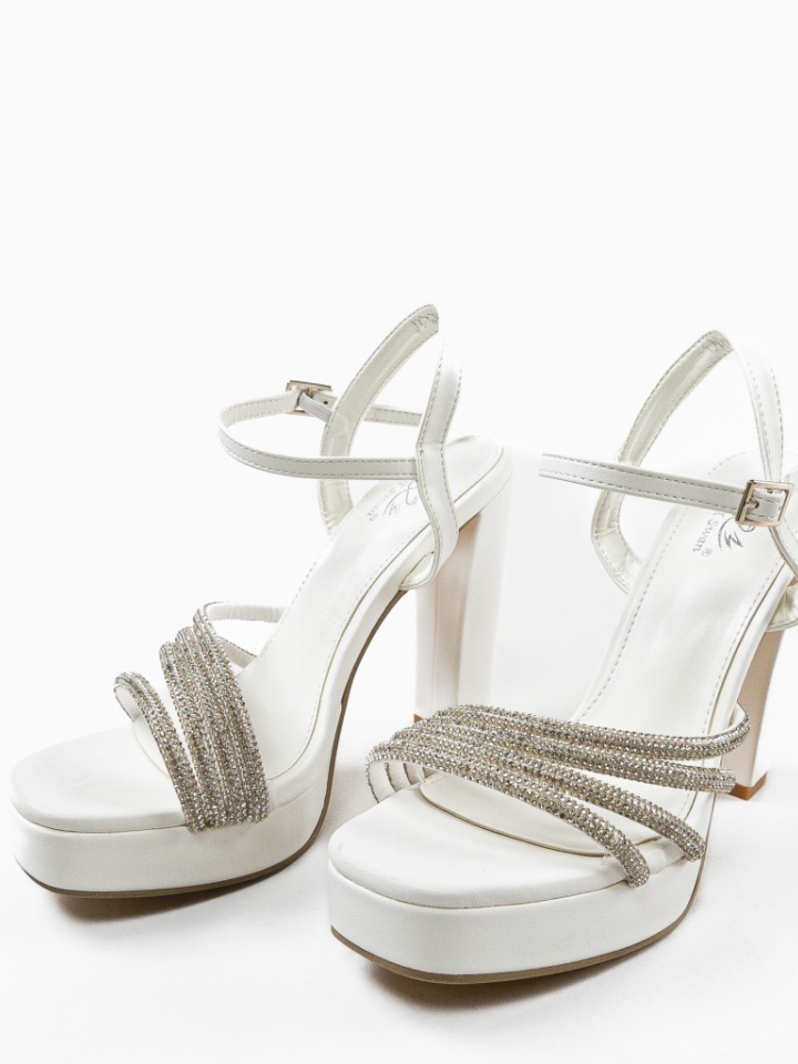 Sandale cu toc Georgia Albe