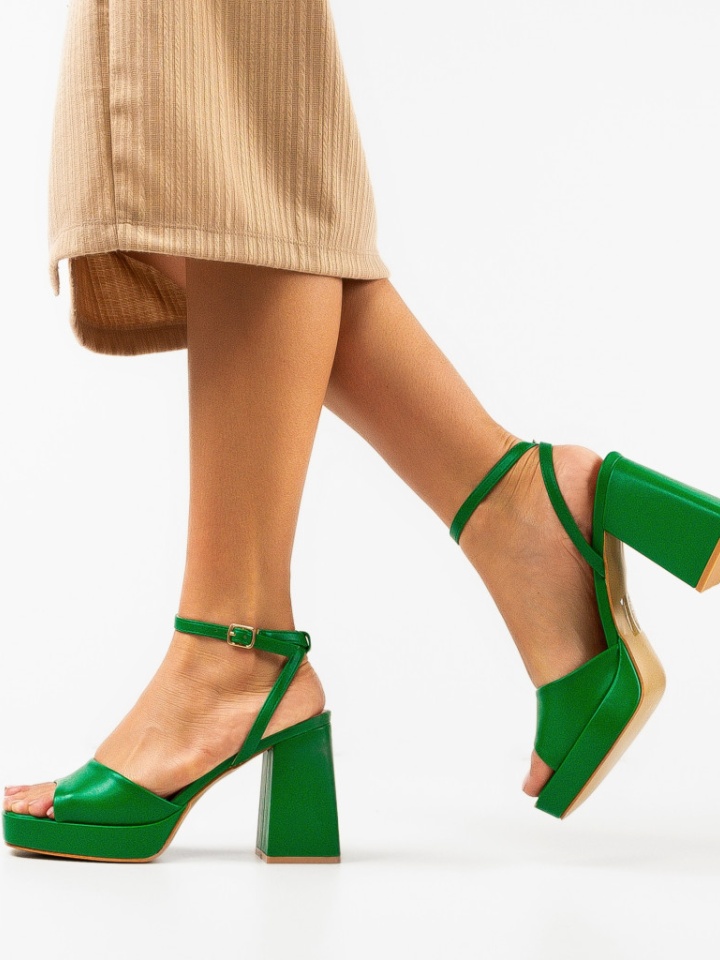 Sandale cu toc Flaviana Negre