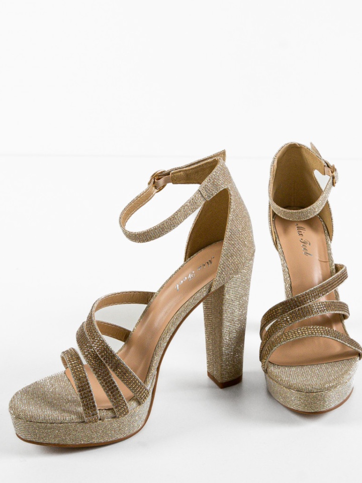 Sandale cu toc Mikol Aurii