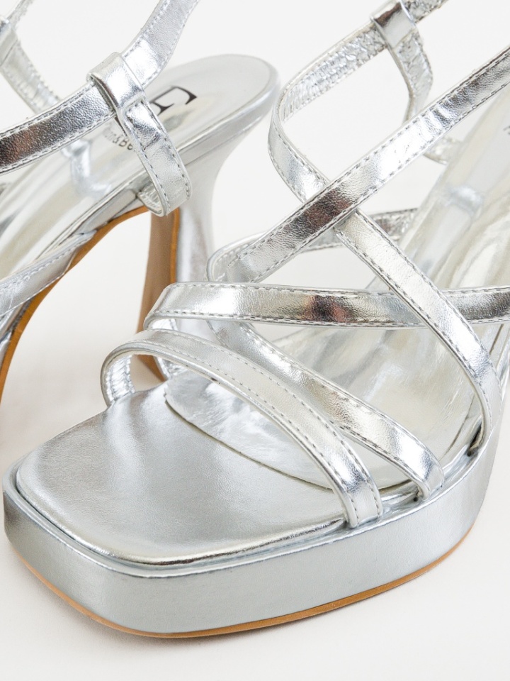 Sandale cu toc Eddie Argintii