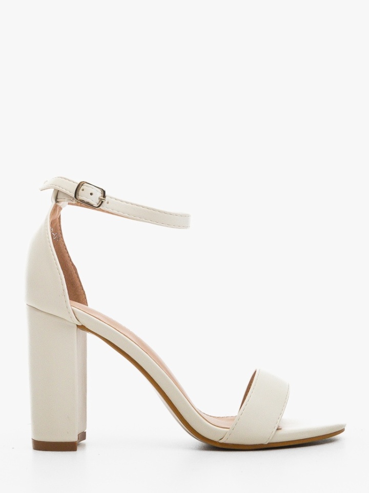 Sandale cu toc Aurora Albe