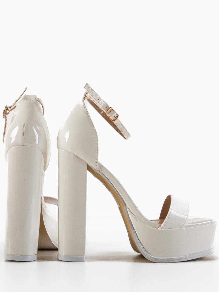 Sandale cu toc Buhy Albe