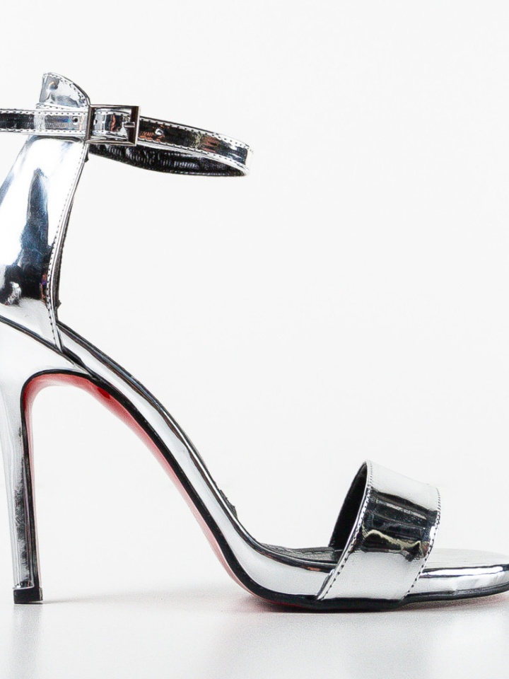 Sandale cu toc Leter Gri