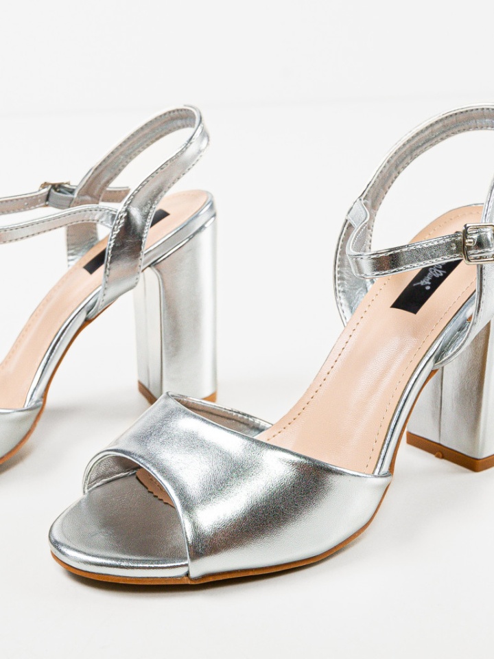 Sandale cu toc Glenna Argintii