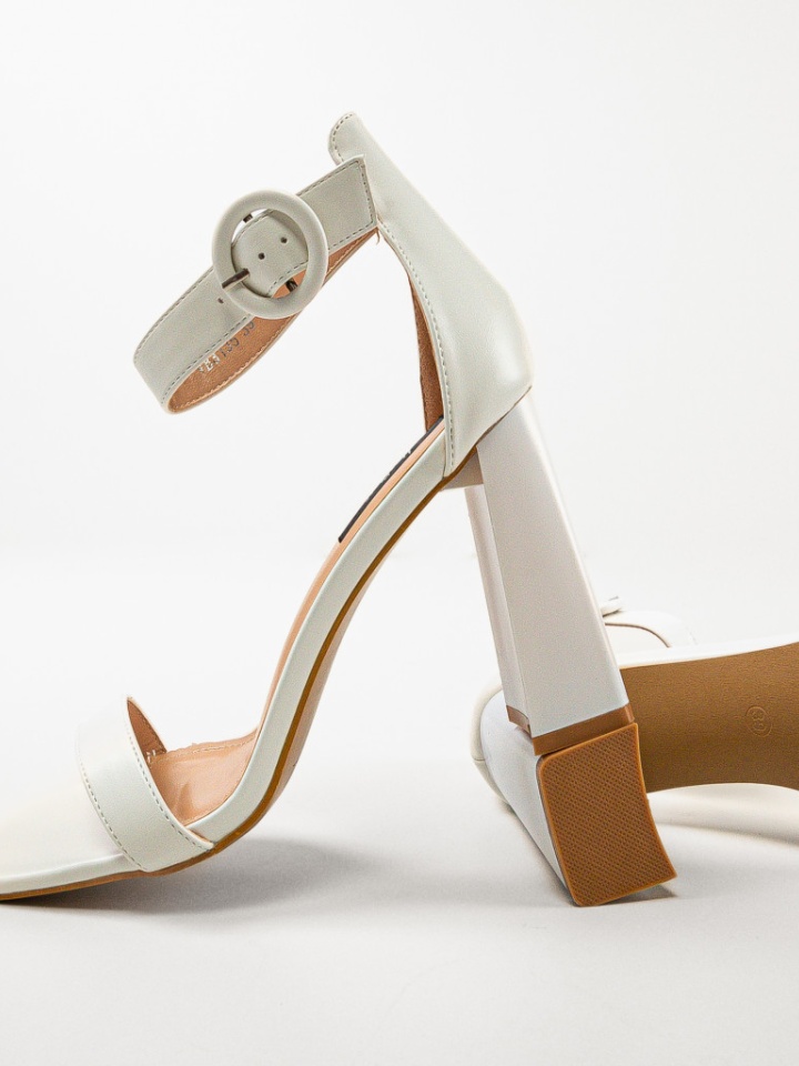 Sandale cu toc Seppho Albe