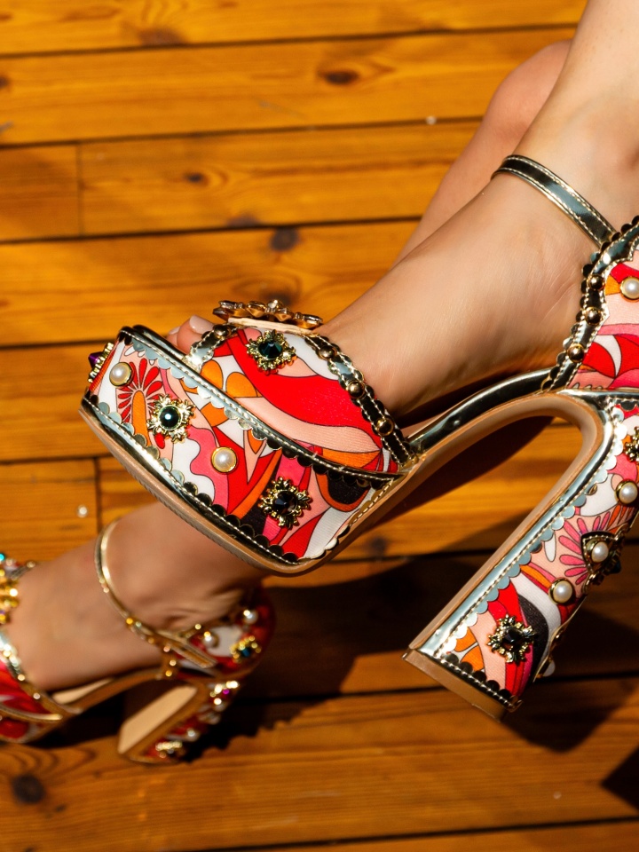 Sandale cu toc Benson Galbene