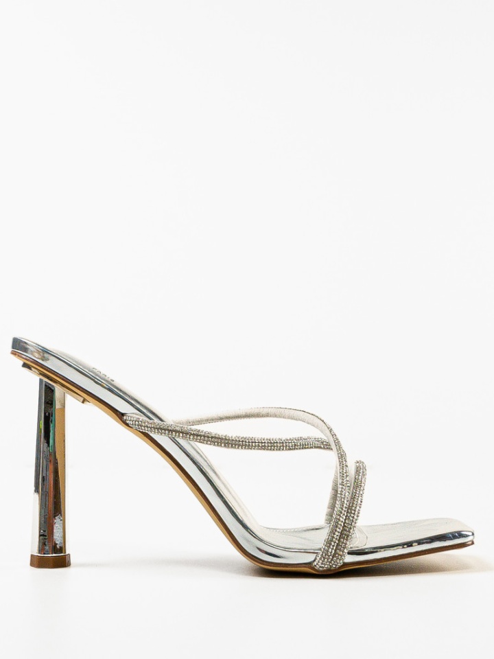 Saboti cu toc Kolorat Argintii