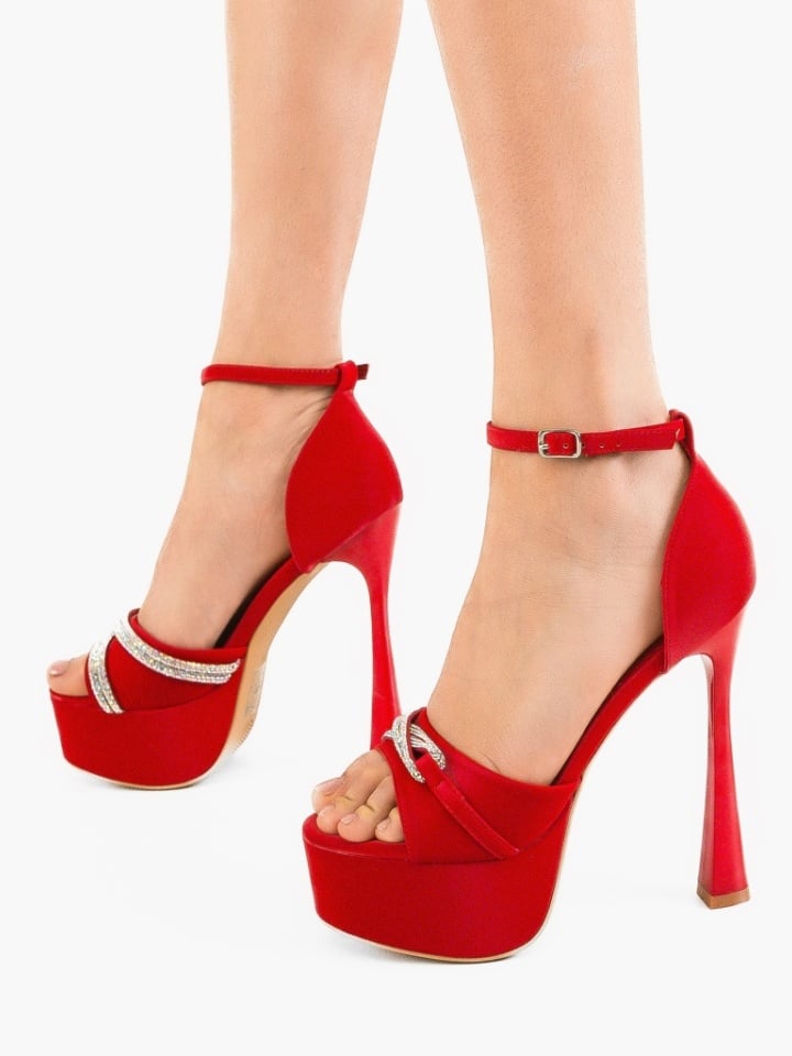 Sandale cu toc Sanguino Rosii