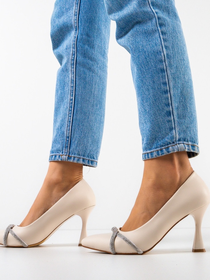 Pantofi cu toc Yajo Albi