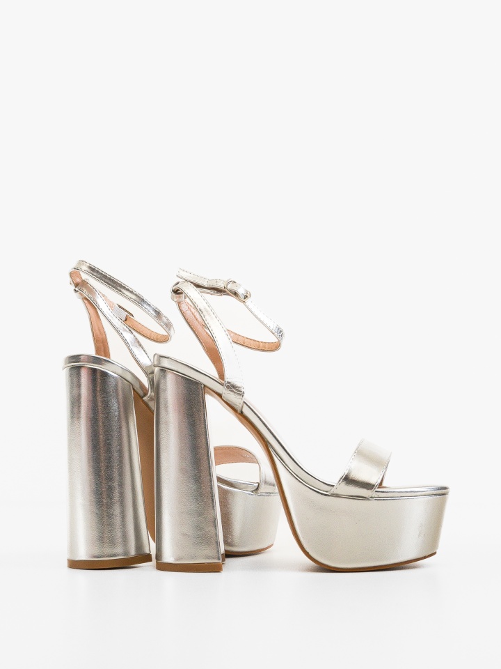 Sandale cu toc Moreno Argintii