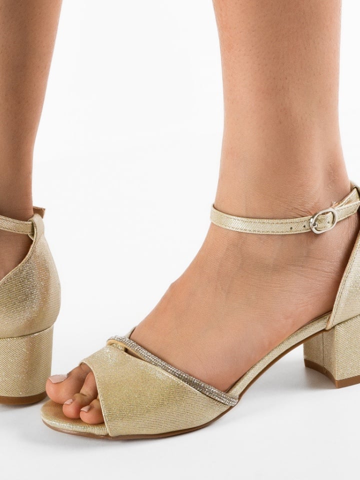 Sandale cu toc Acevedo Aurii