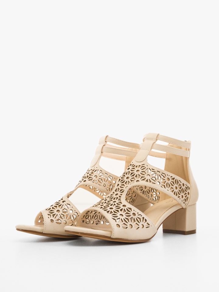 Sandale cu toc Drydyna Bej