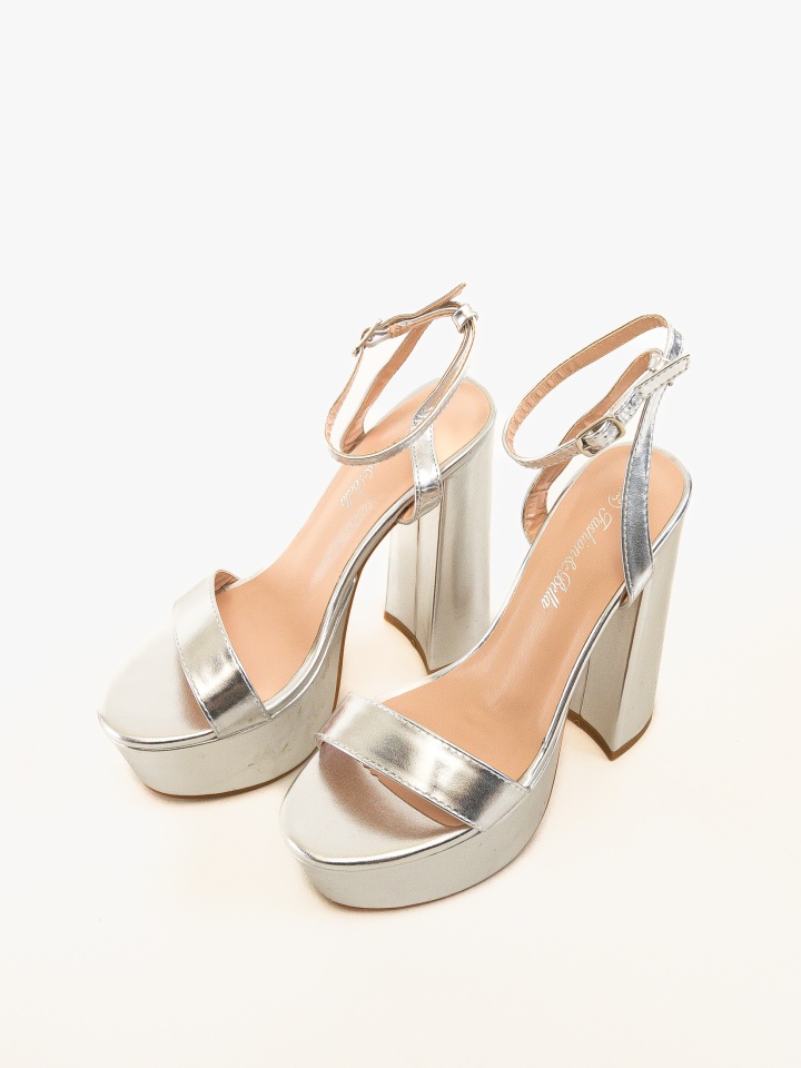 Sandale cu toc Moreno Argintii