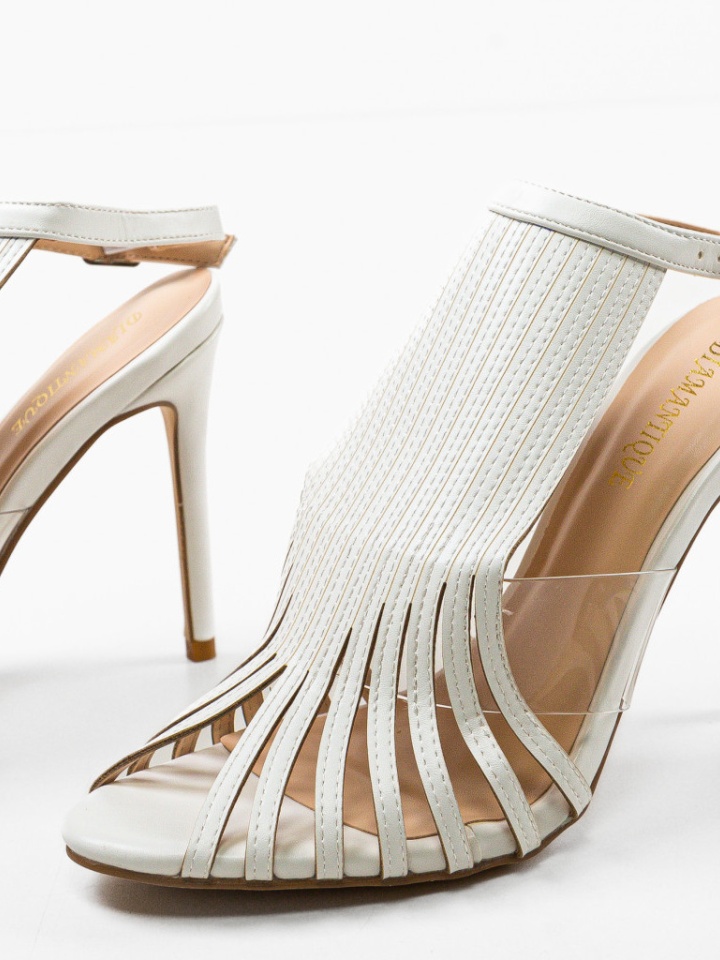 Sandale cu toc Silvia Albe