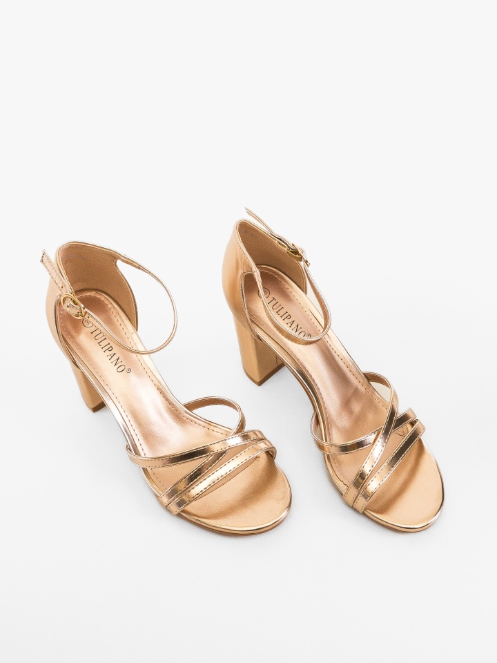 Sandale cu toc Hanaan Aurii 2