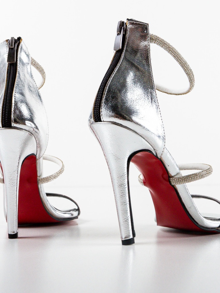 Sandale cu toc Cazak Argintii