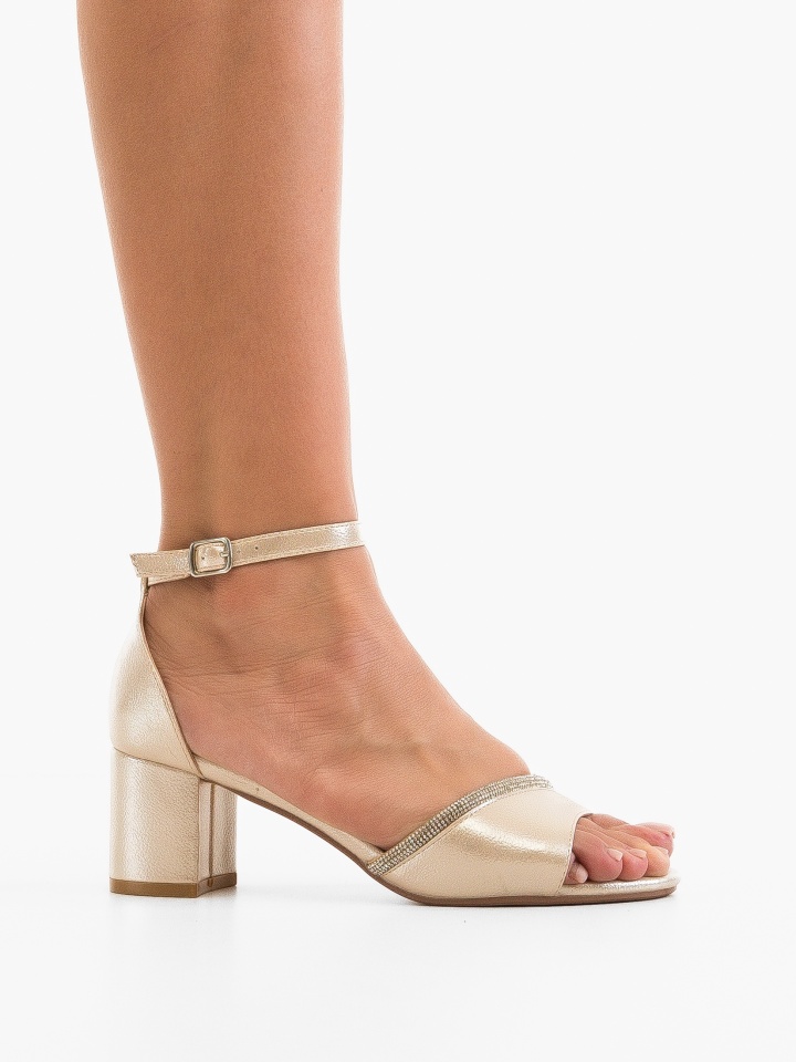 Sandale cu toc Ewan Aurii 2