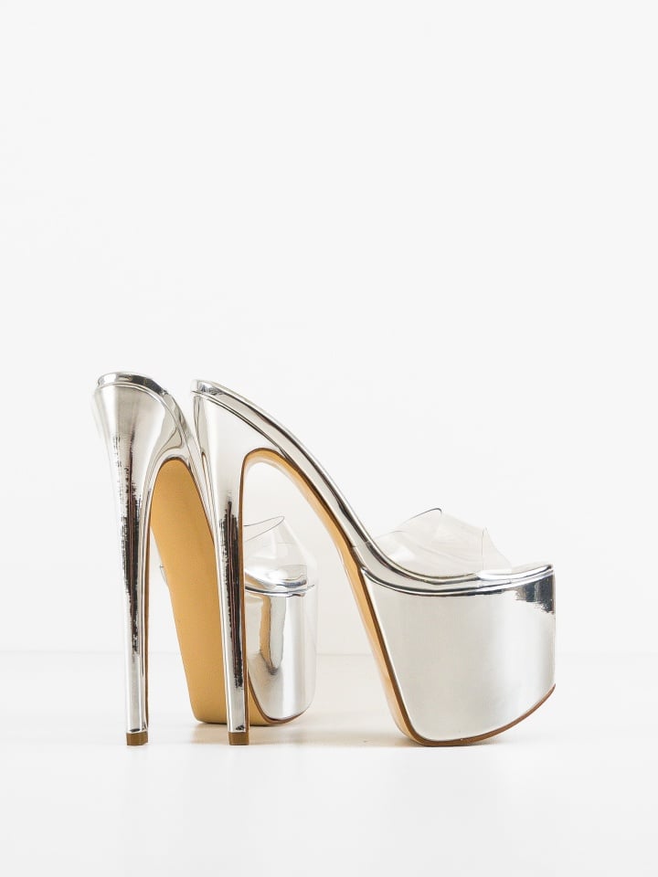 Sandale cu toc Nakva Argintii