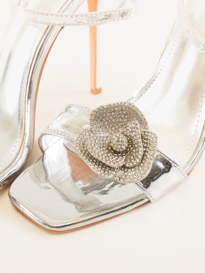 Sandale cu toc Venara Argintii