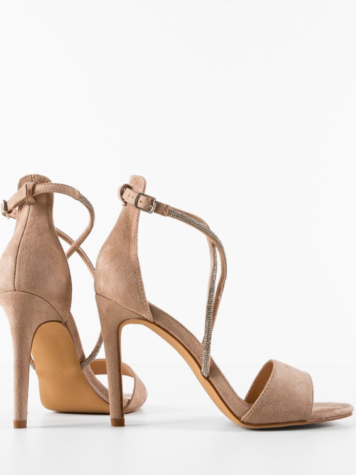 Sandale cu toc Ezhil Bej