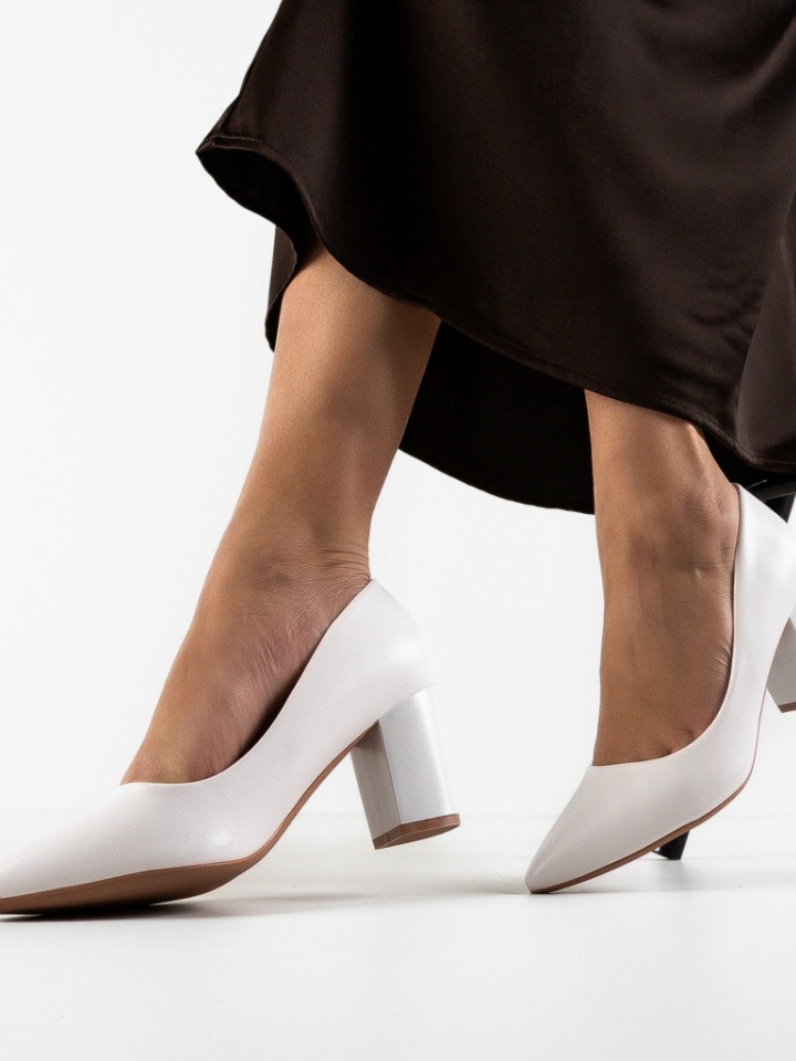 Pantofi cu toc Mylkay Albi