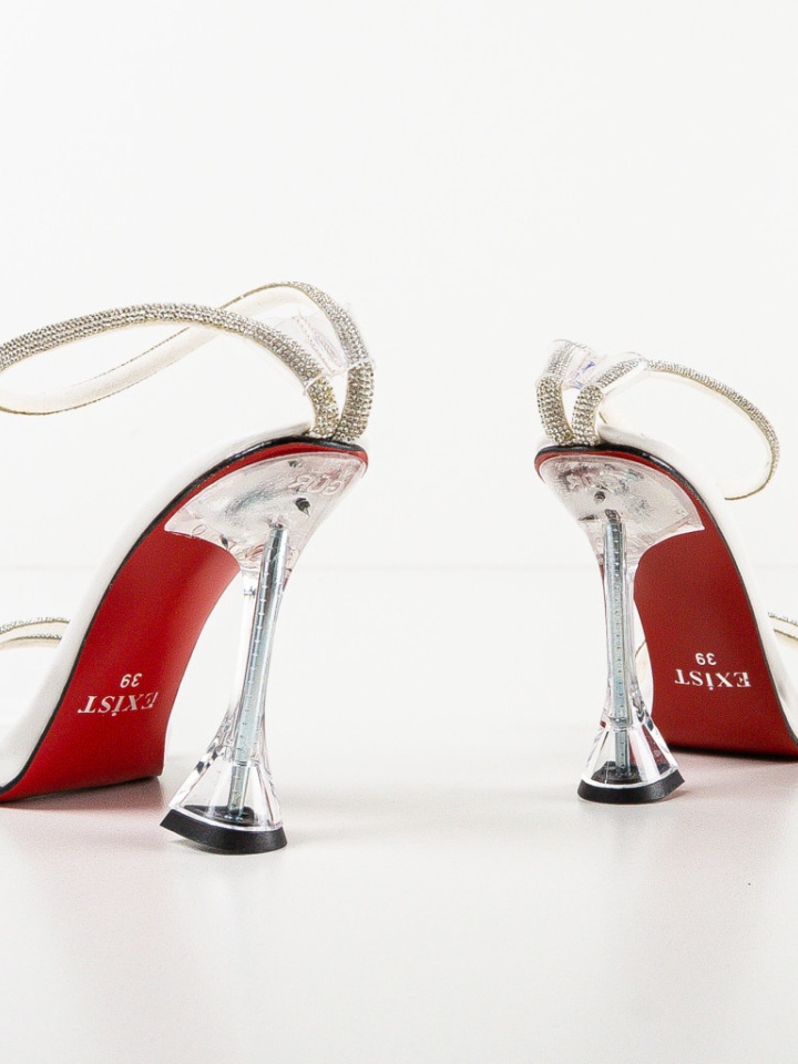 Sandale cu toc Garka Albe