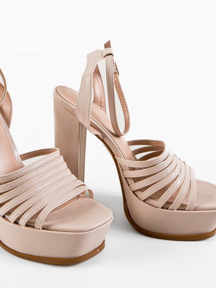 Sandale cu toc Rattey Bej