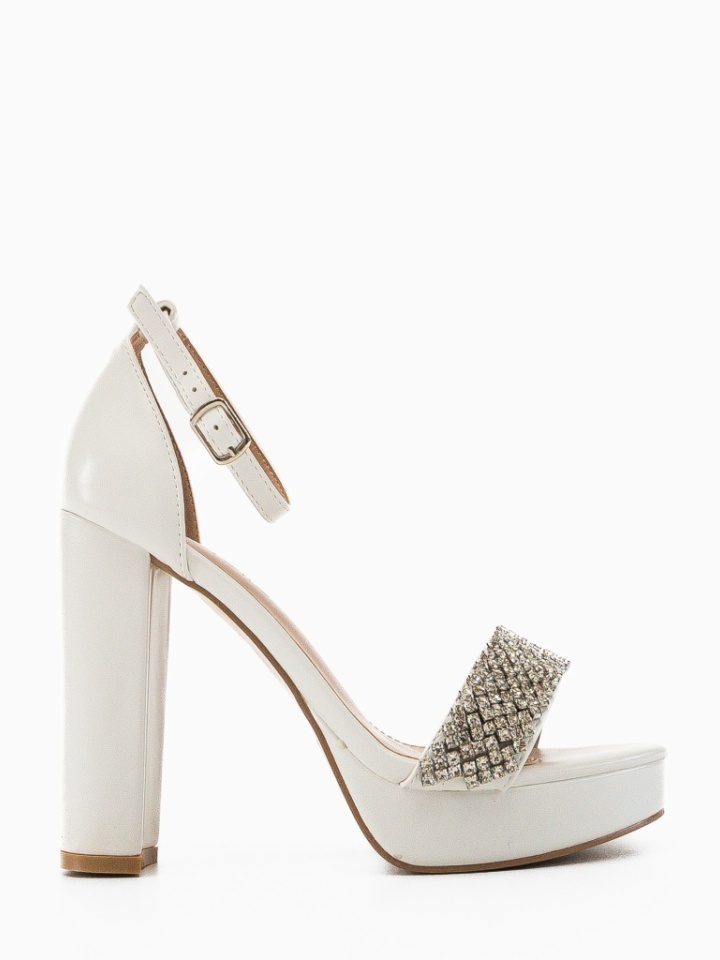Sandale cu toc Powell Albe