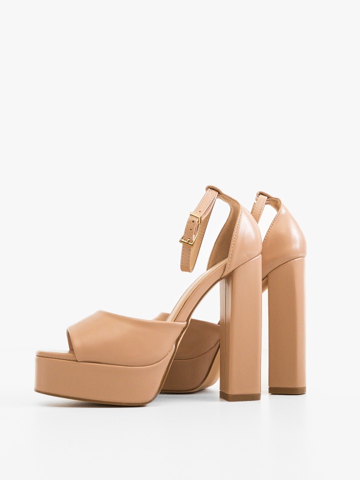 Sandale cu toc Flora Nude