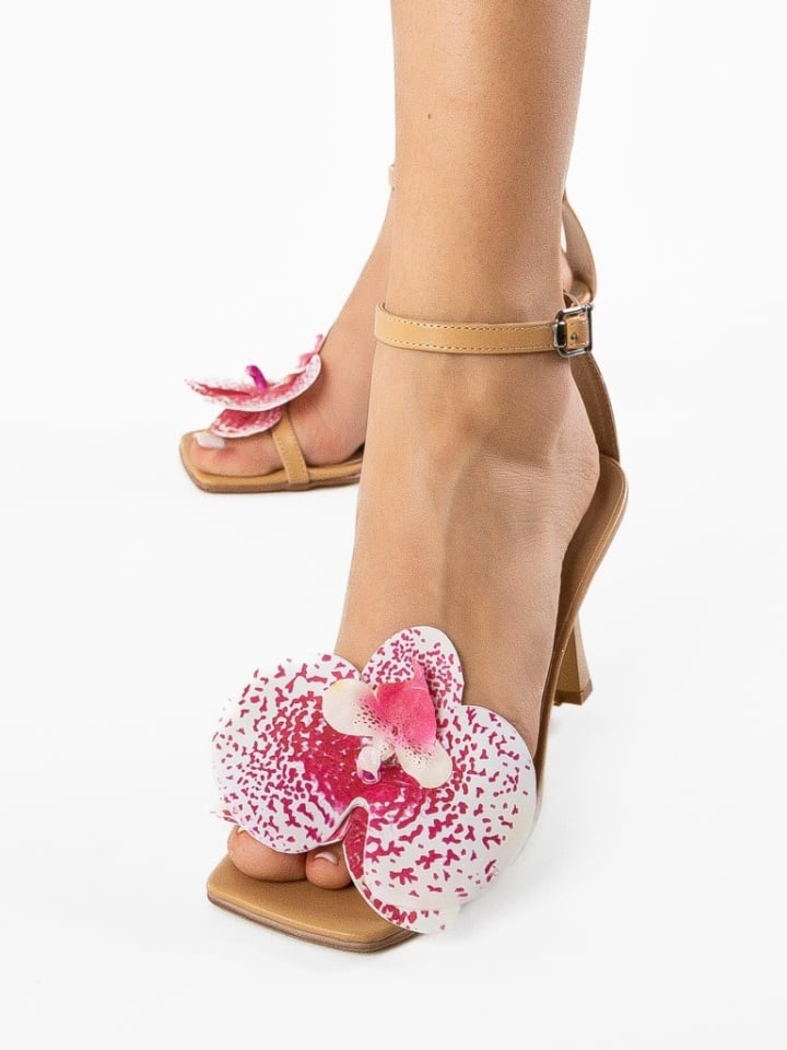 Sandale cu toc Orchidee Negre