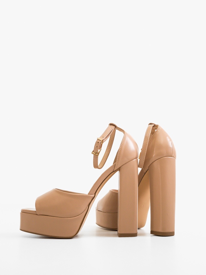 Sandale cu toc Flora Nude