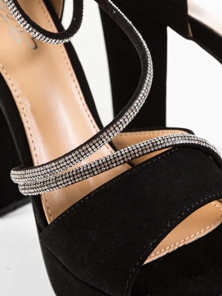 Sandale cu toc Hannah Negre