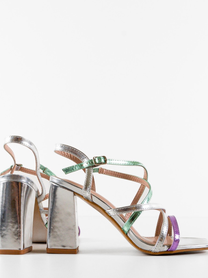 Sandale cu toc Amahle Argintii