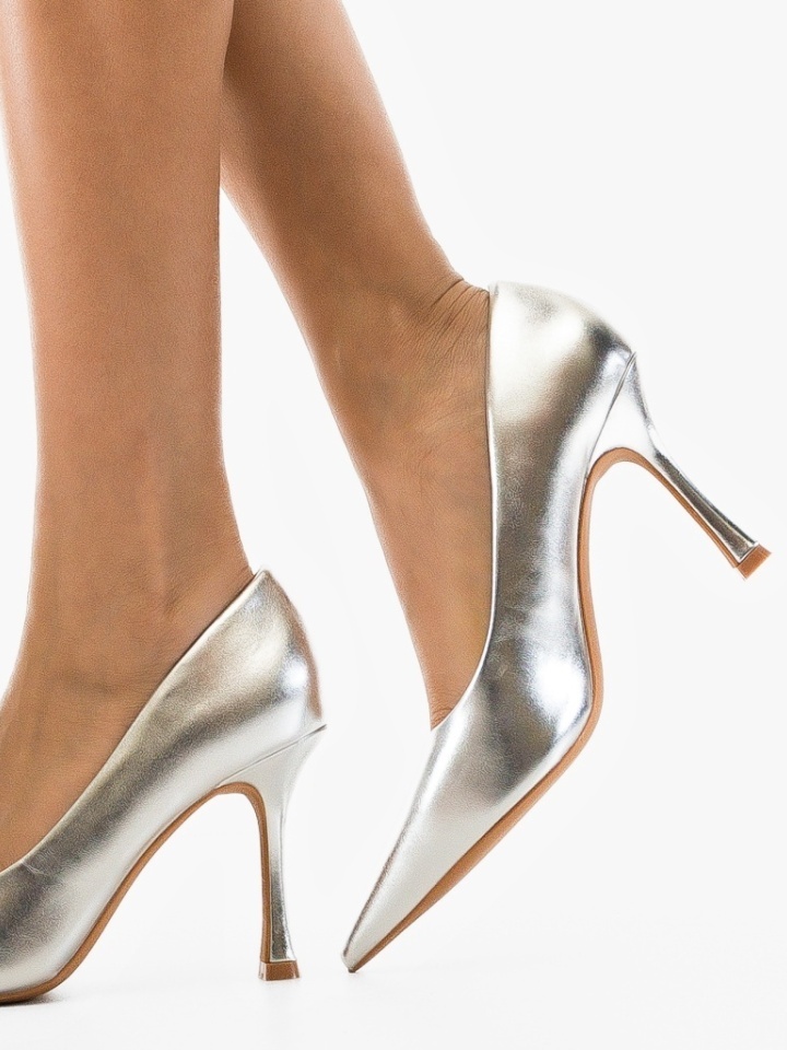 Pantofi stiletto dama Smart Argintii