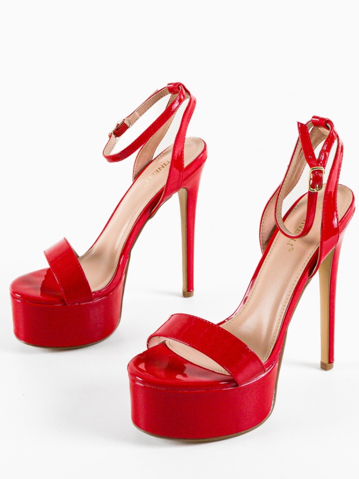 Sandale cu toc Barbys Rosii