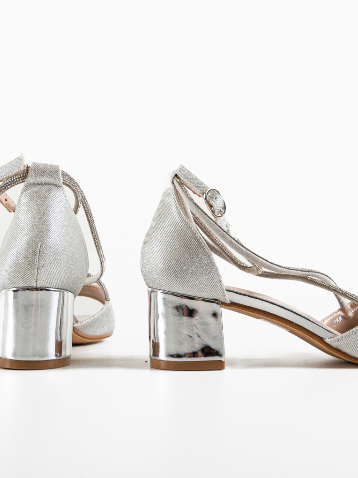 Sandale cu toc Renosa Argintii