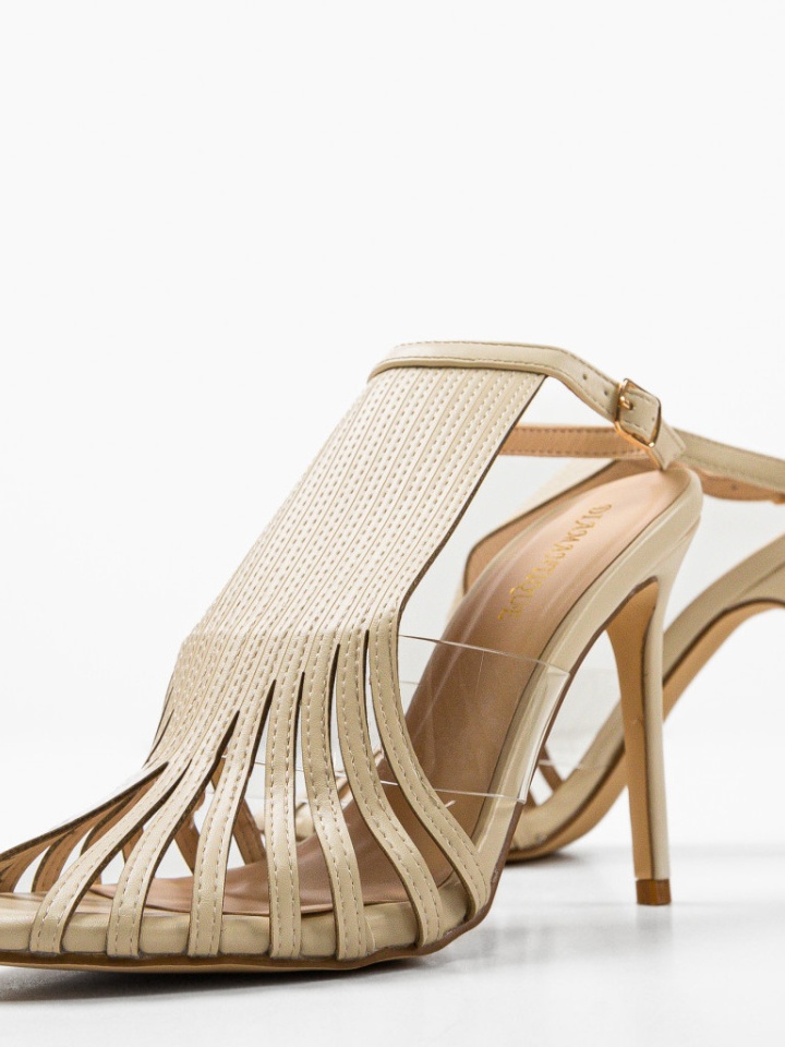 Sandale cu toc Silvia Albe