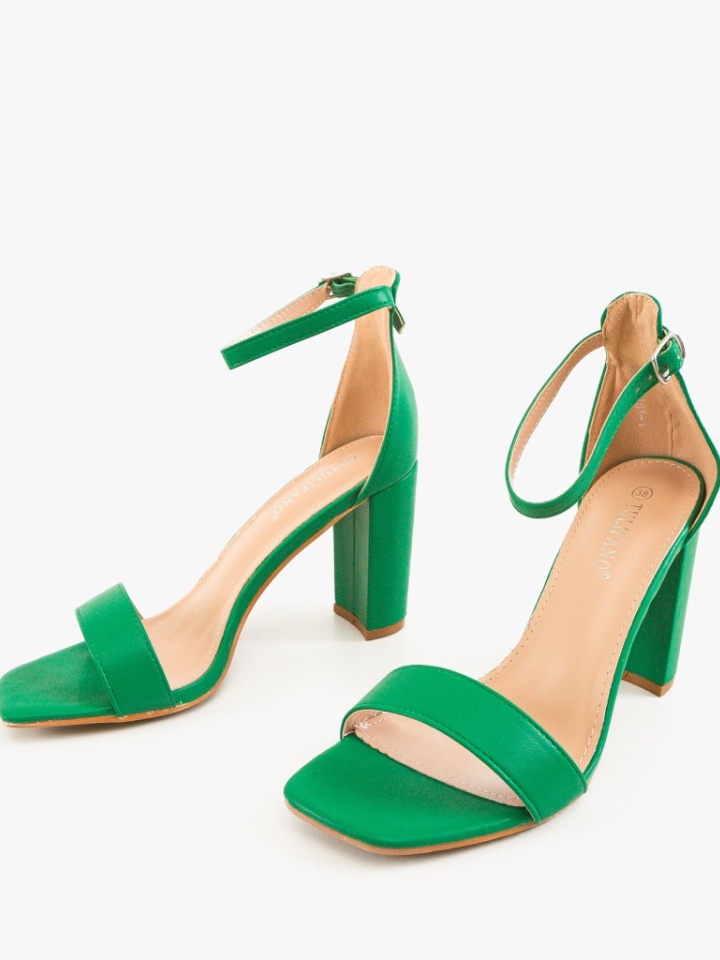 Sandale cu toc Crane Albe