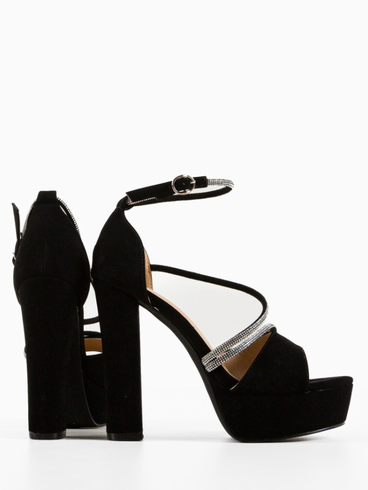 Sandale cu toc Hannah Negre