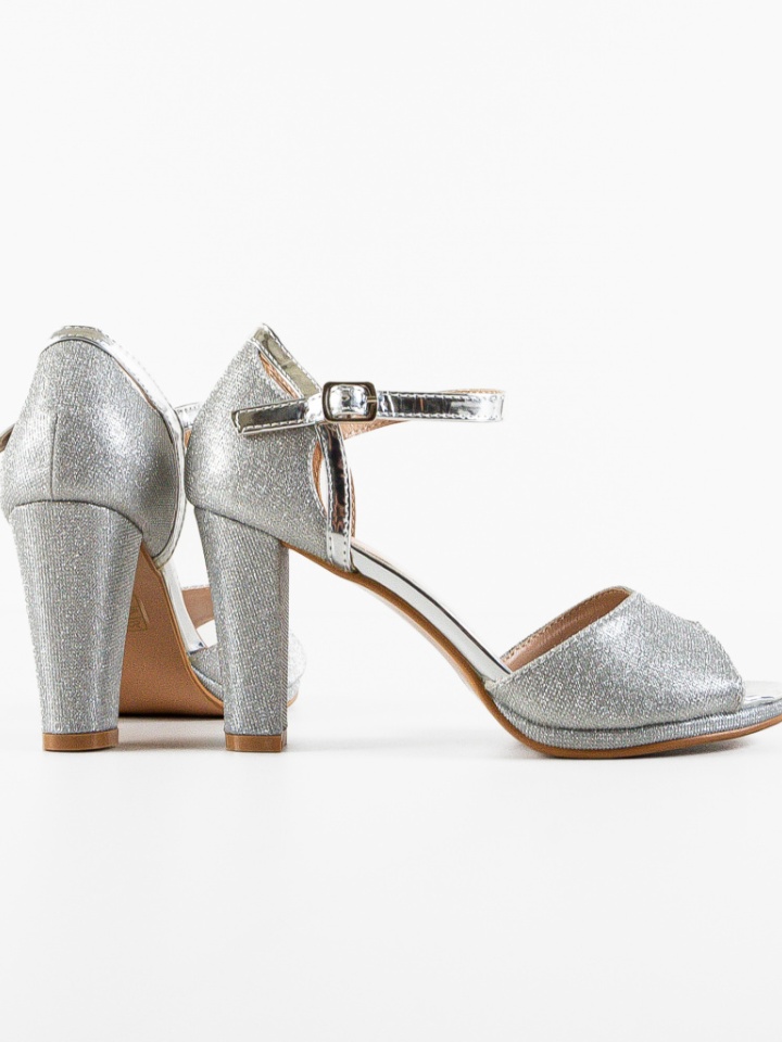 Sandale cu toc Berhane Argintii
