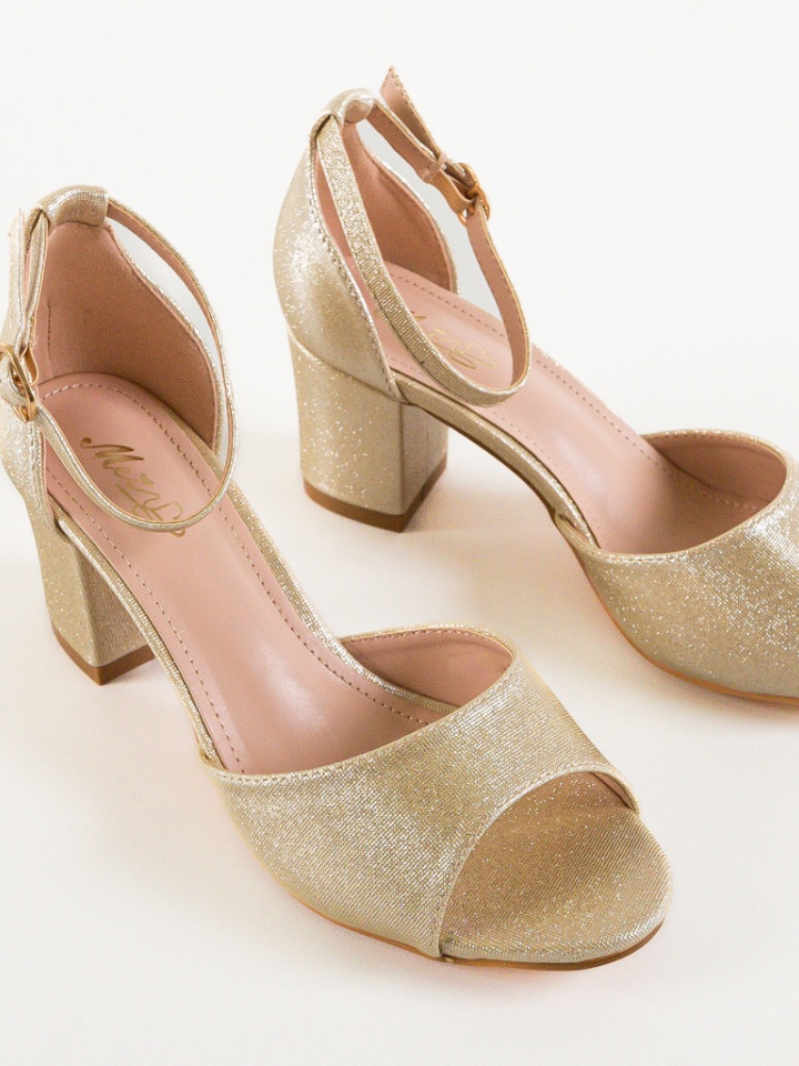 Sandale cu toc Bride Aurii 2