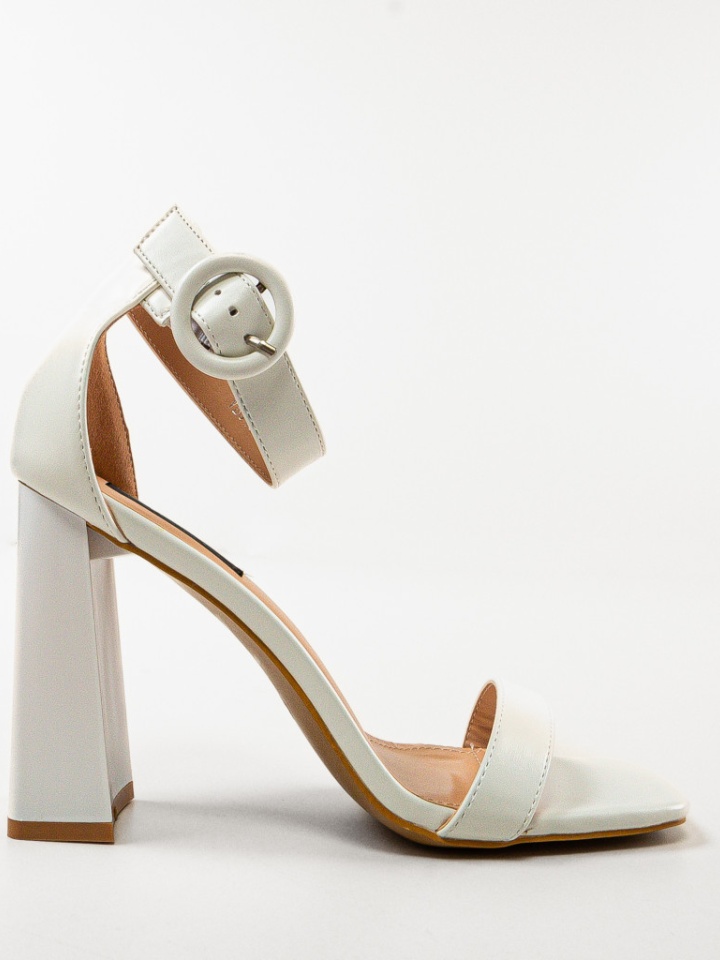 Sandale cu toc Seppho Albe