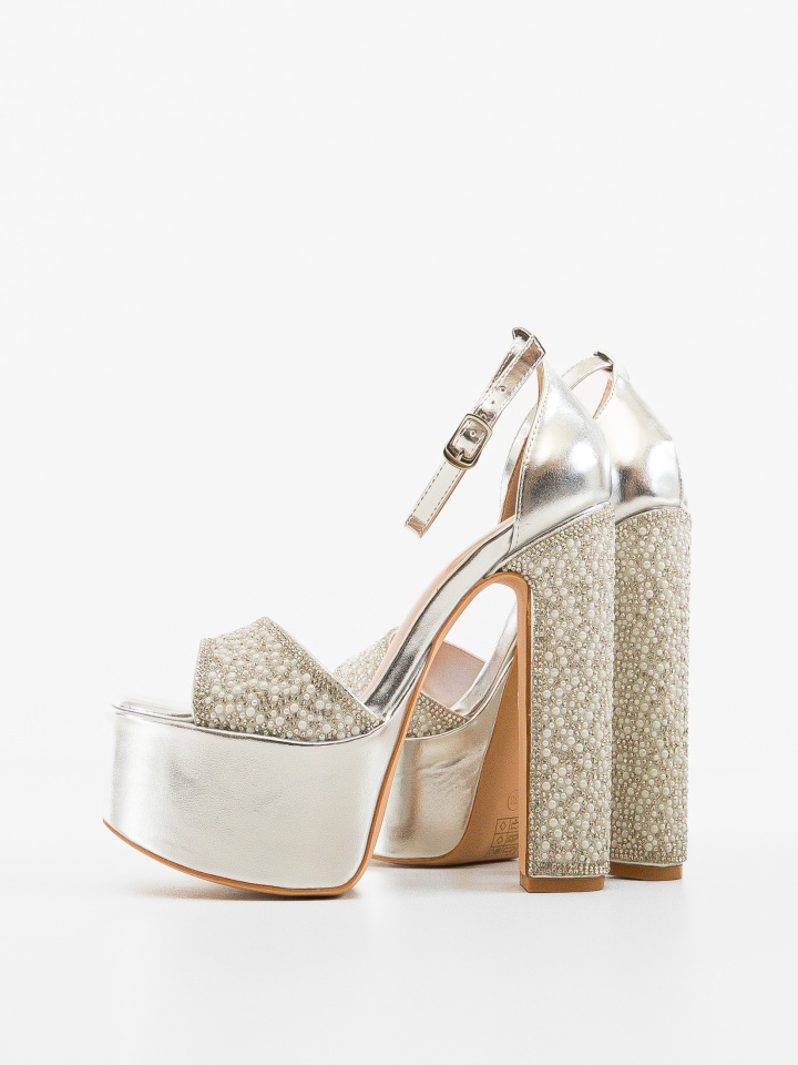Sandale cu toc Bardic Argintii