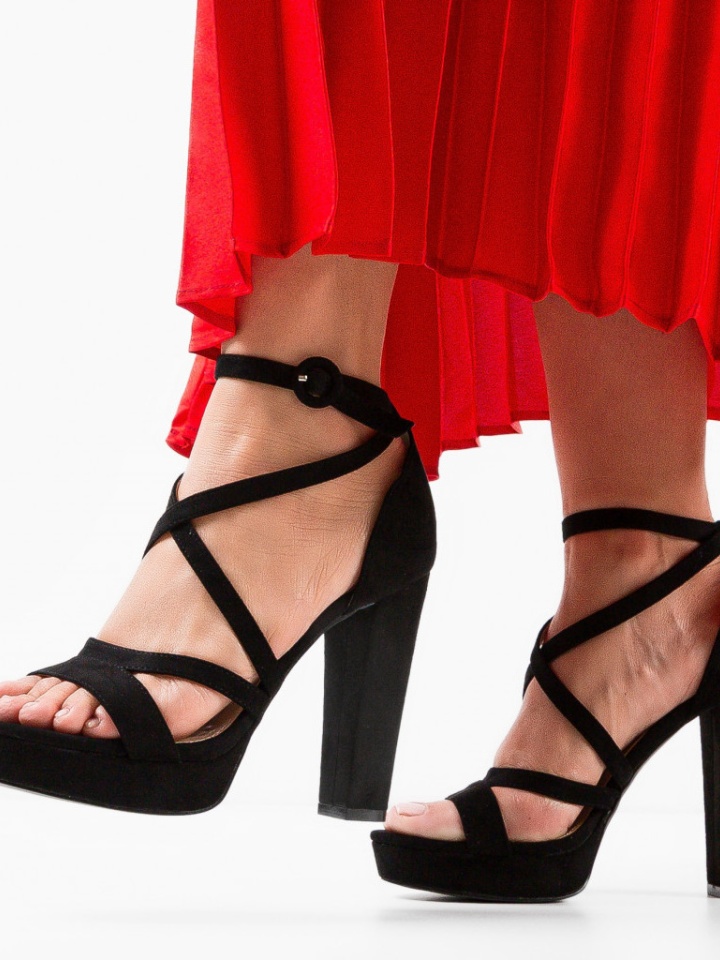 Sandale cu toc Ross Negre