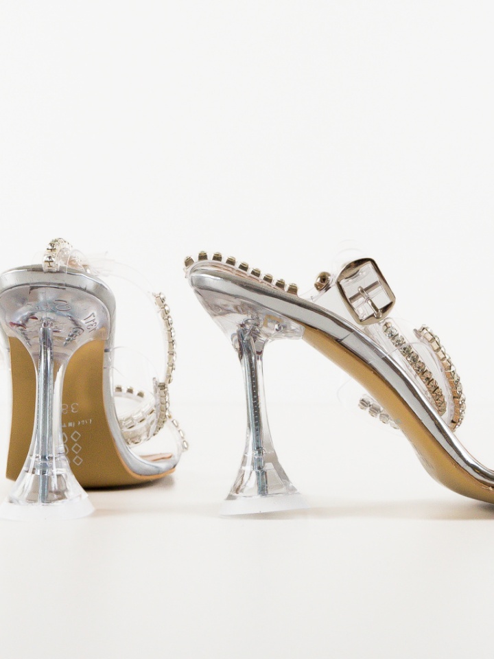 Sandale cu toc Fadder Argintii